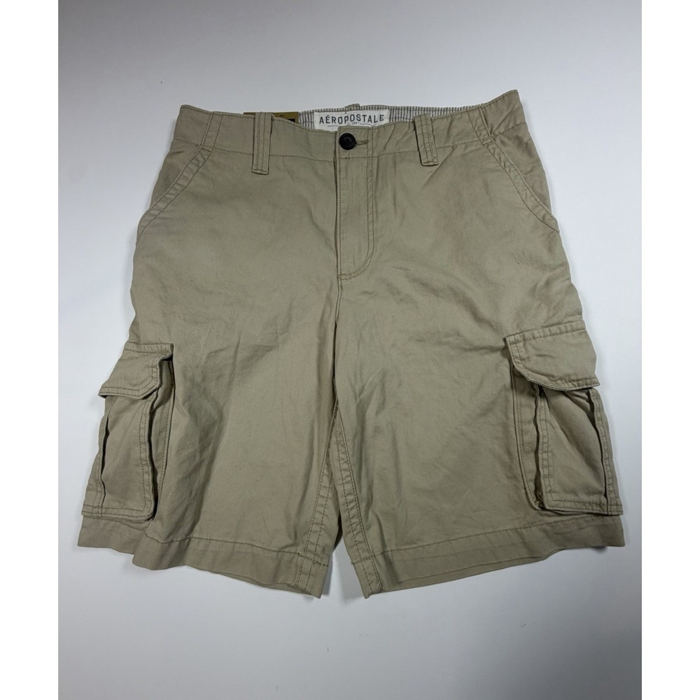 NWT Aeropostale Cargo Shorts Mens 33 Longer Length Khaki Tan Twill 11" Inseam